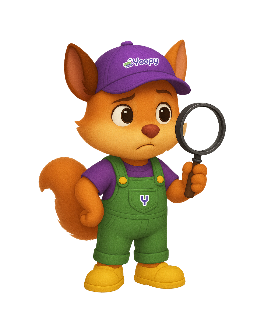 Mascota Yoopy cu o lupă caută grădinița